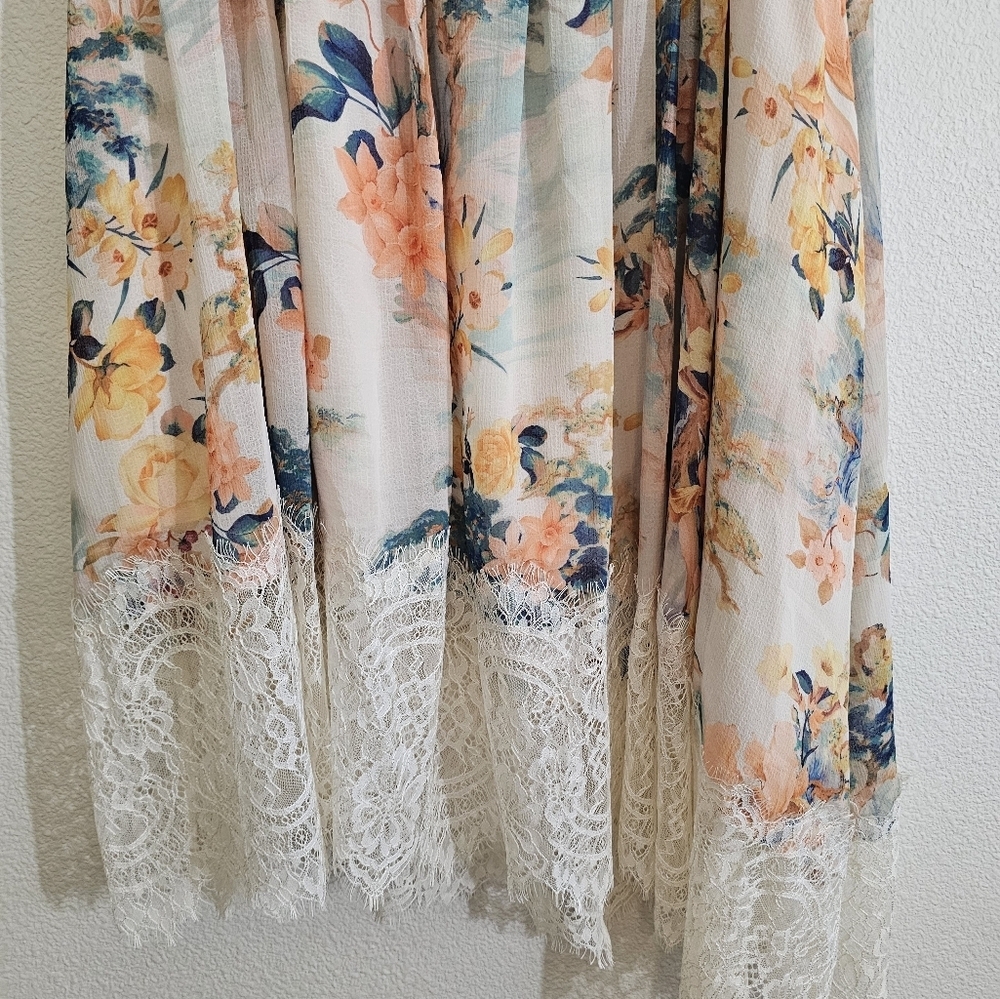 Anthropologie Skirt Medium Floral Asymmetrical Lace - Picture 7 of 14